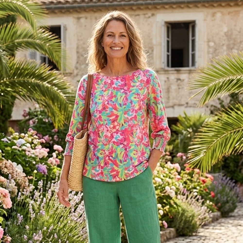 Women's multicolored blouse with 3/4 sleeves size XL